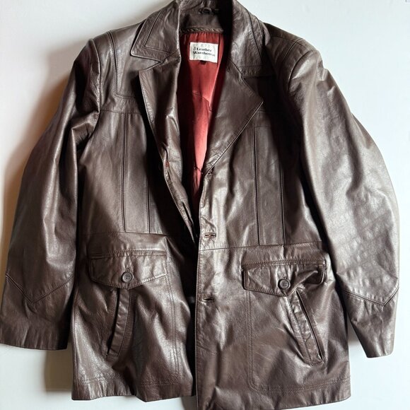 Vintage Brown Leather Trench Coat by The Leather Warehouse – Size 44 - Picture 1 of 10